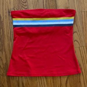 Strapless Cropped Tank with stripes